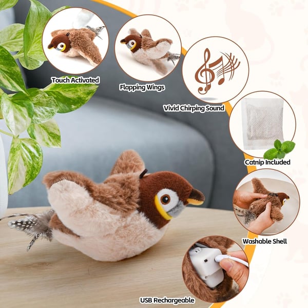 Chirp™ - Interactief Kattenspeeltje met tjilpende Vogels