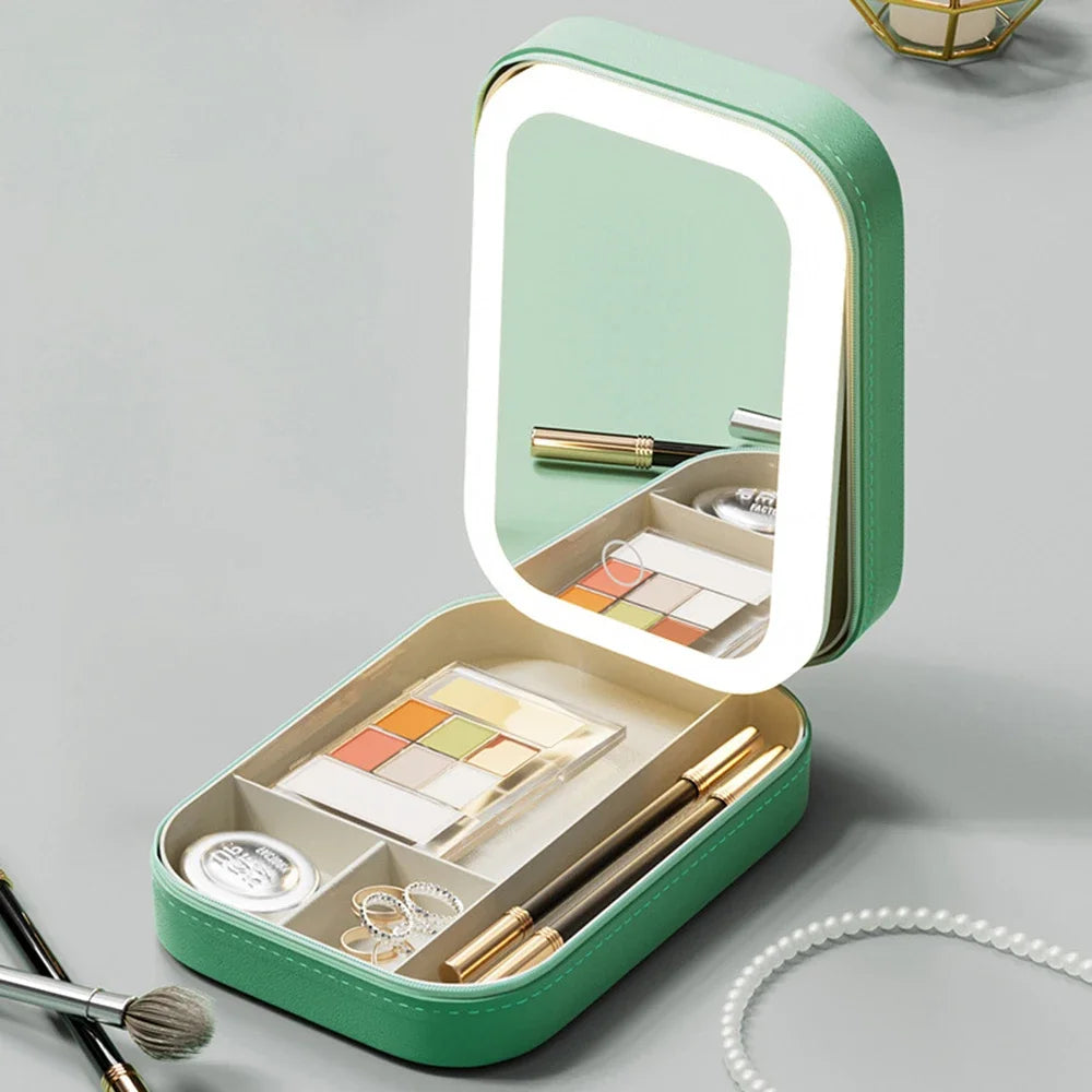 GlamBox™ - LED Driekleurige Verstelbare Make-up Spiegelcase