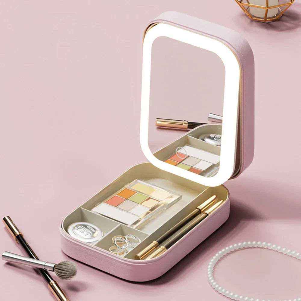 GlamBox™ - LED Driekleurige Verstelbare Make-up Spiegelcase
