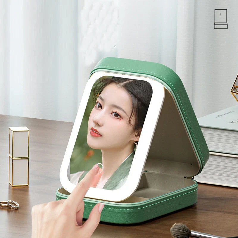 GlamBox™ - LED Driekleurige Verstelbare Make-up Spiegelcase