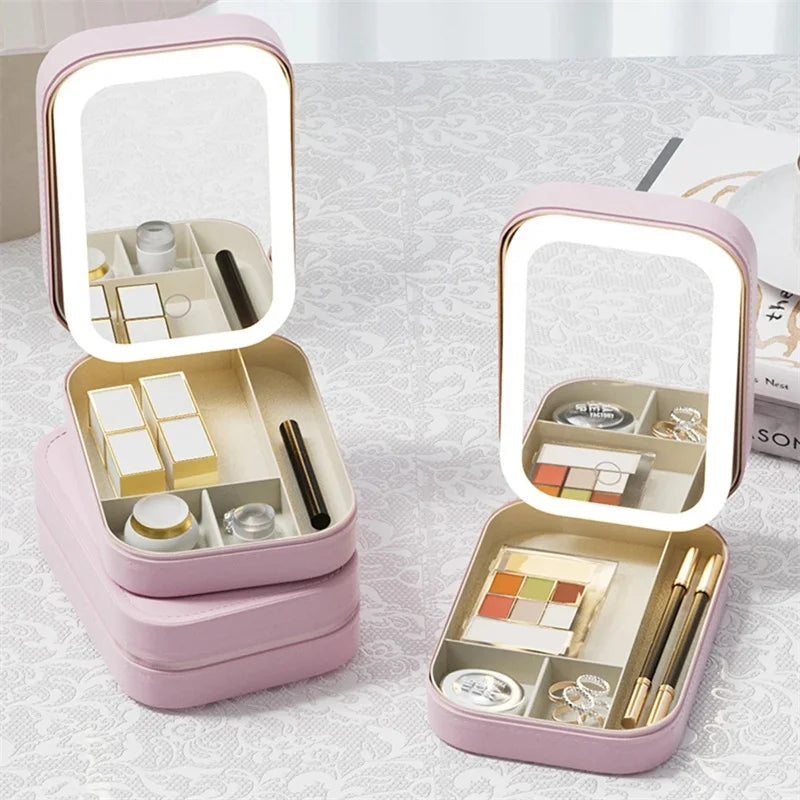GlamBox™ - LED Driekleurige Verstelbare Make-up Spiegelcase