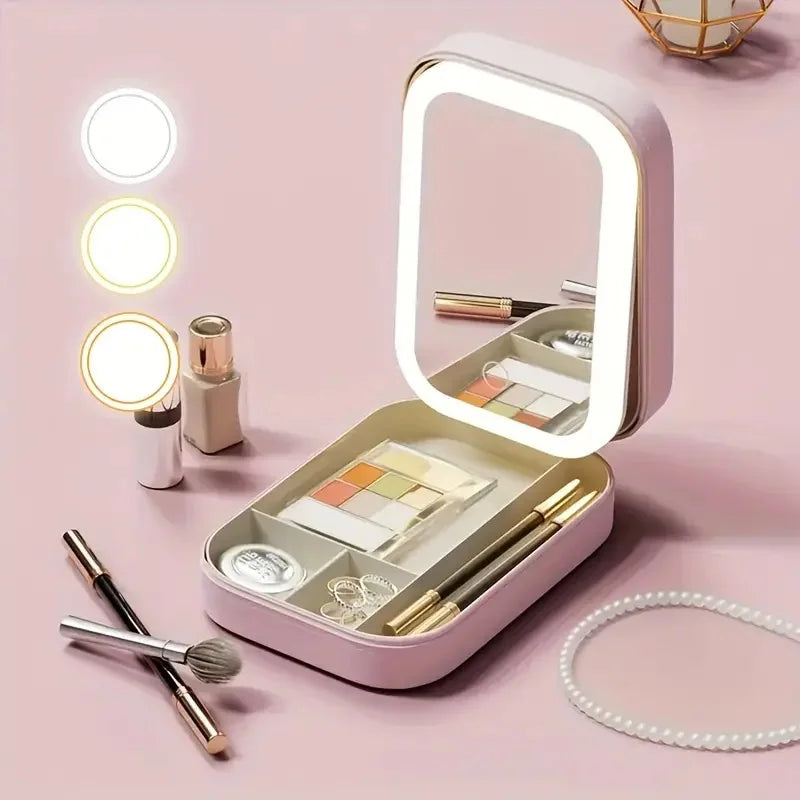 GlamBox™ - LED Driekleurige Verstelbare Make-up Spiegelcase